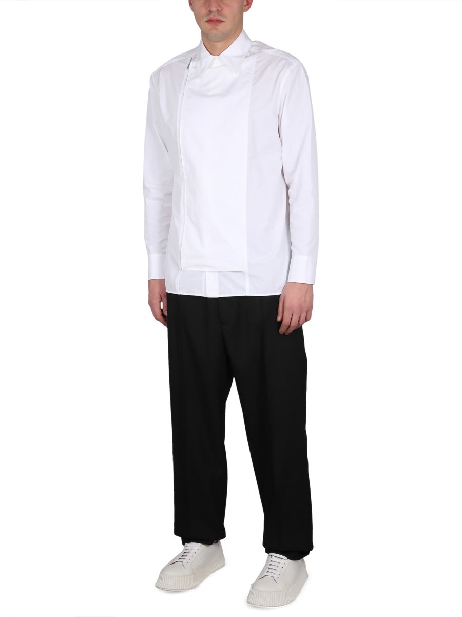 Shop Jil Sander Zippered Shirt In Ivory