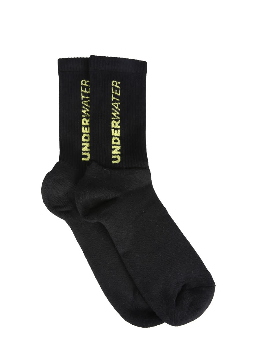 Shop Msgm Logo Socks In Black