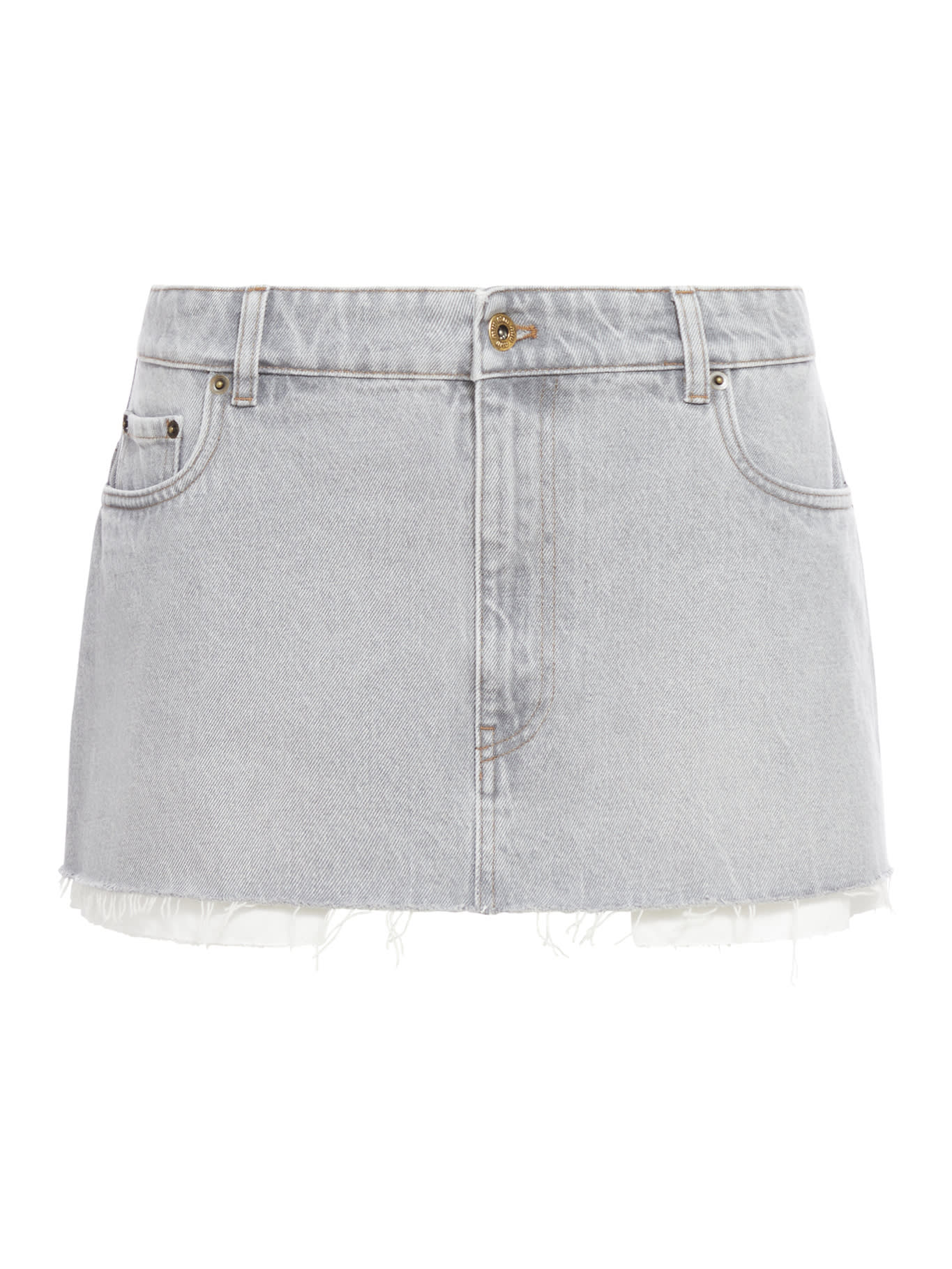 Miu Miu Denim Shorts In Grey