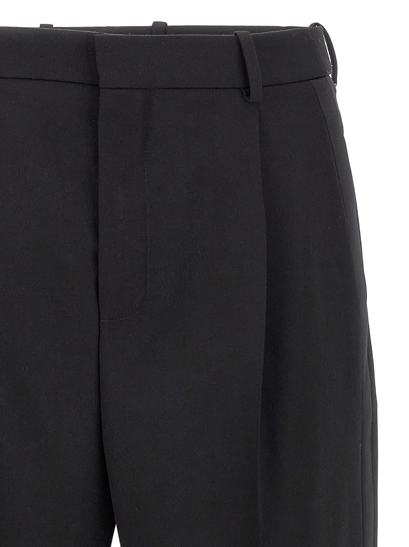 Saint Laurent Black Single Pleat Smoking Pant In Black