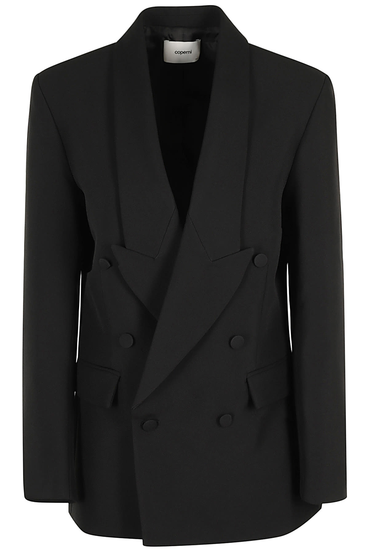 Shop Coperni Double Breasted Tailored Jacket In Blk Black