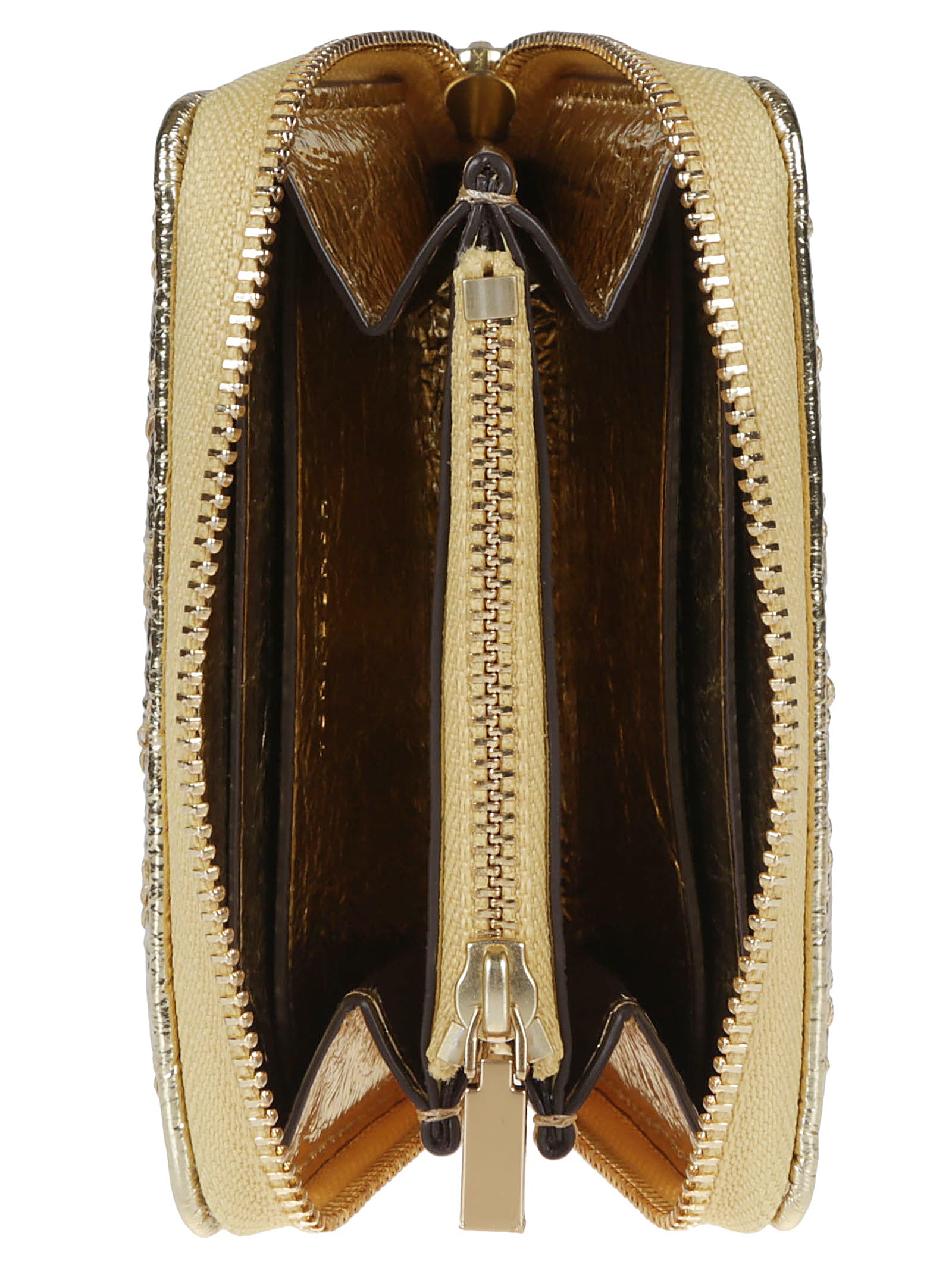 Tory Burch Small Kira Metallic Moto Bi-fold Wallet In Gold
