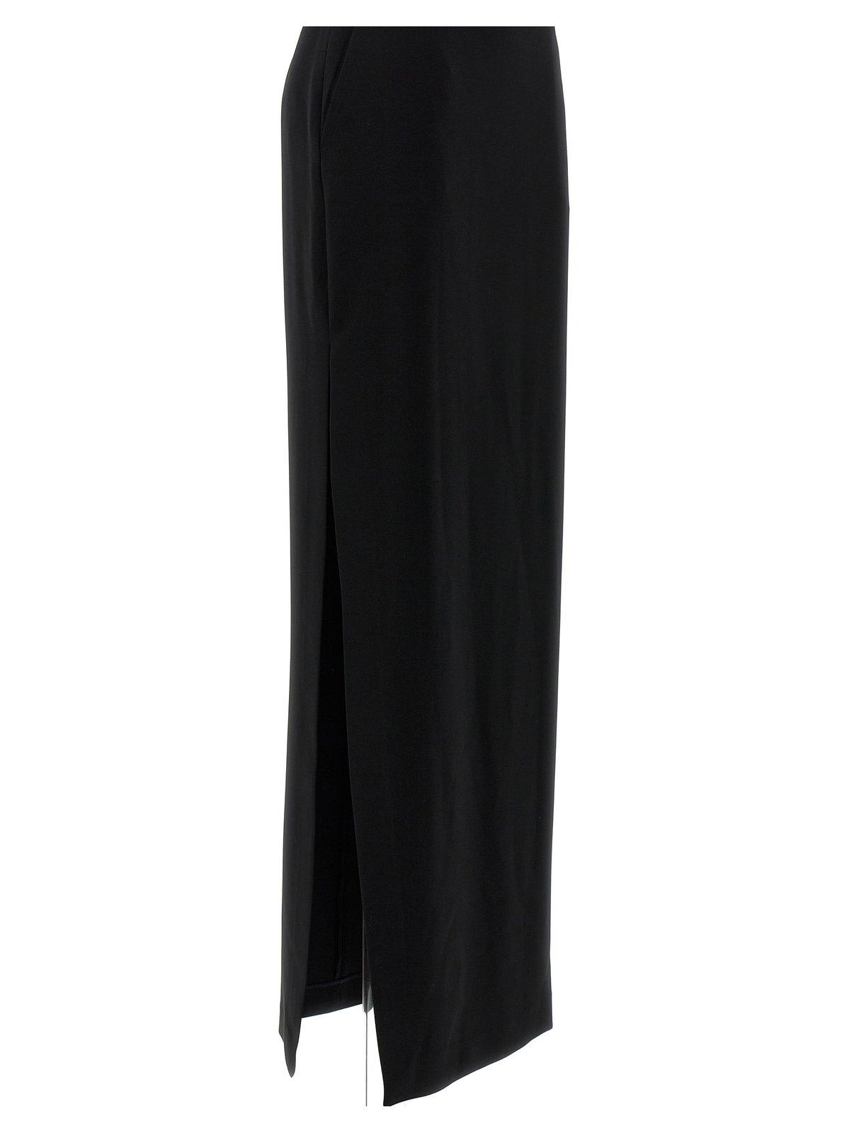 Shop Elisabetta Franchi Side Slit Maxi Skirt In Black