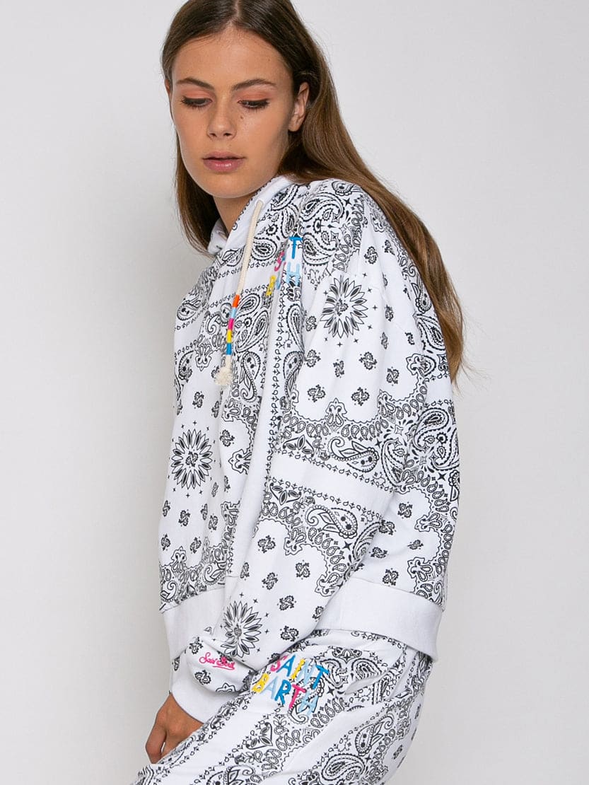 Cotton Bandanna Hoodie With Saint Barth Embroidery