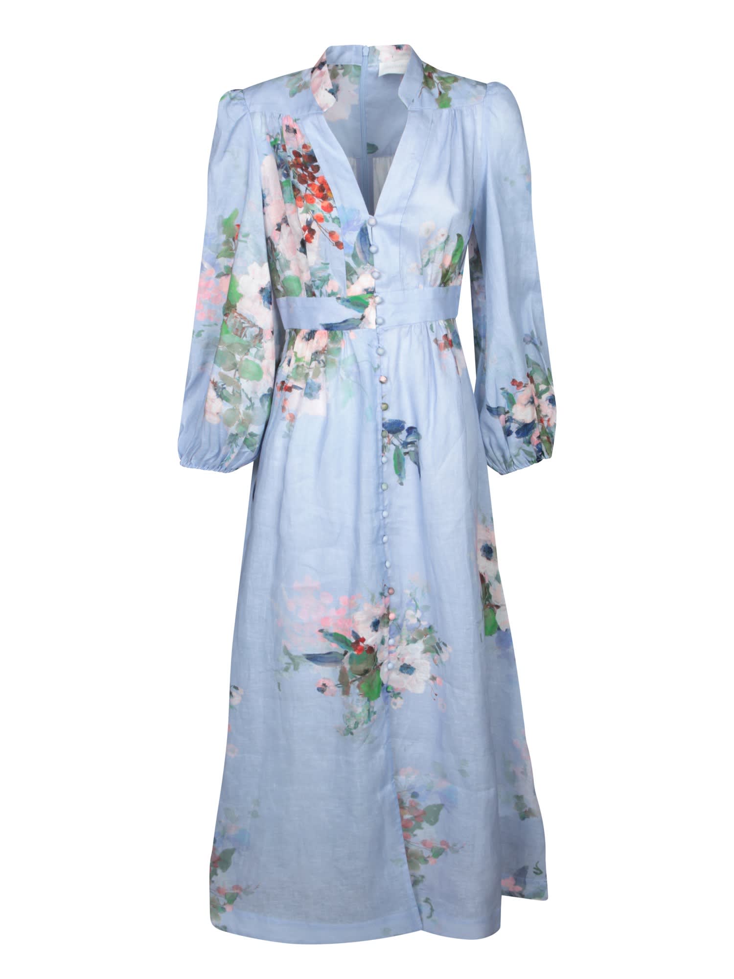 Zimmermann Everley Midi Light Blue Multicolor Dress