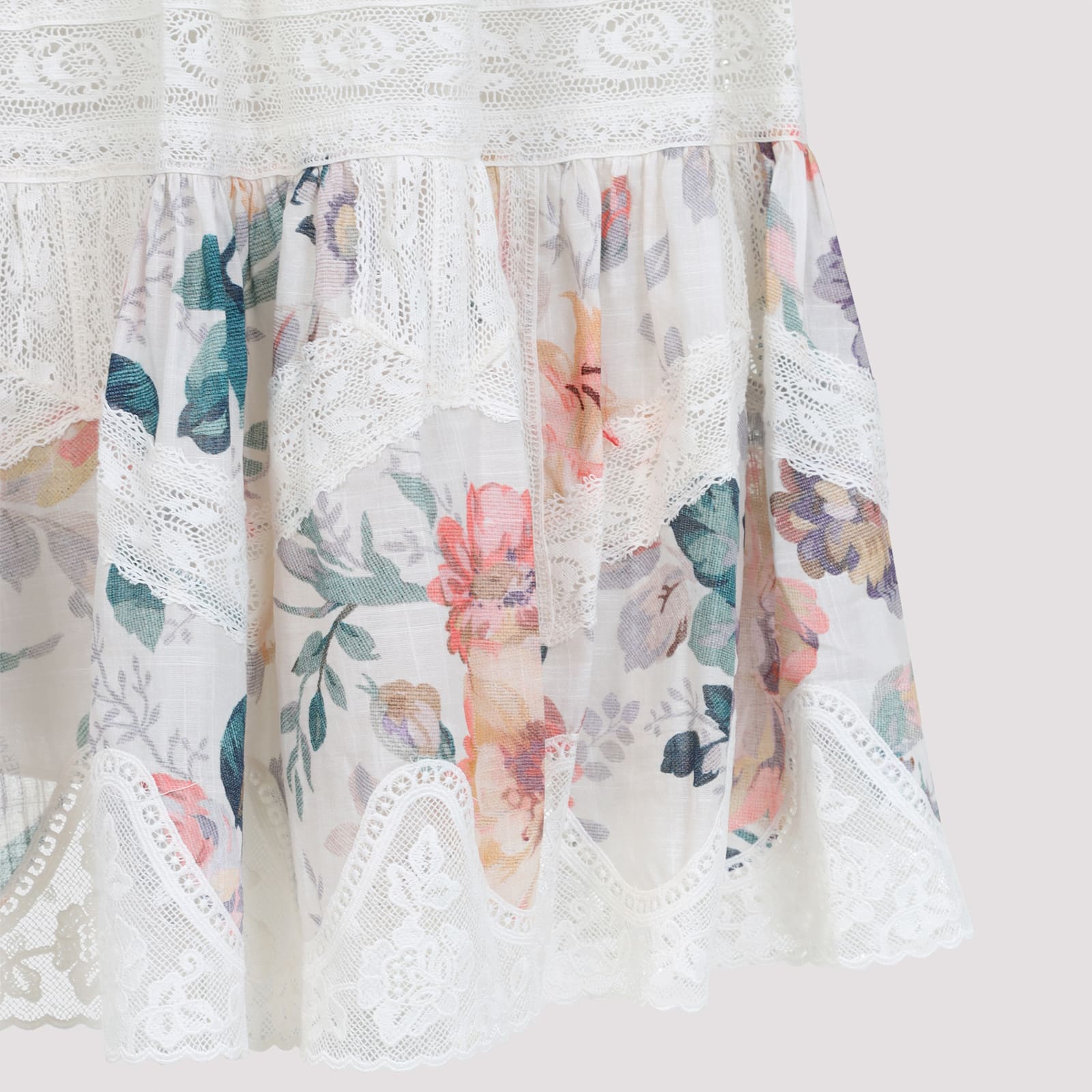 Shop Zimmermann Acacia Lace Mini Dress In Multicolor