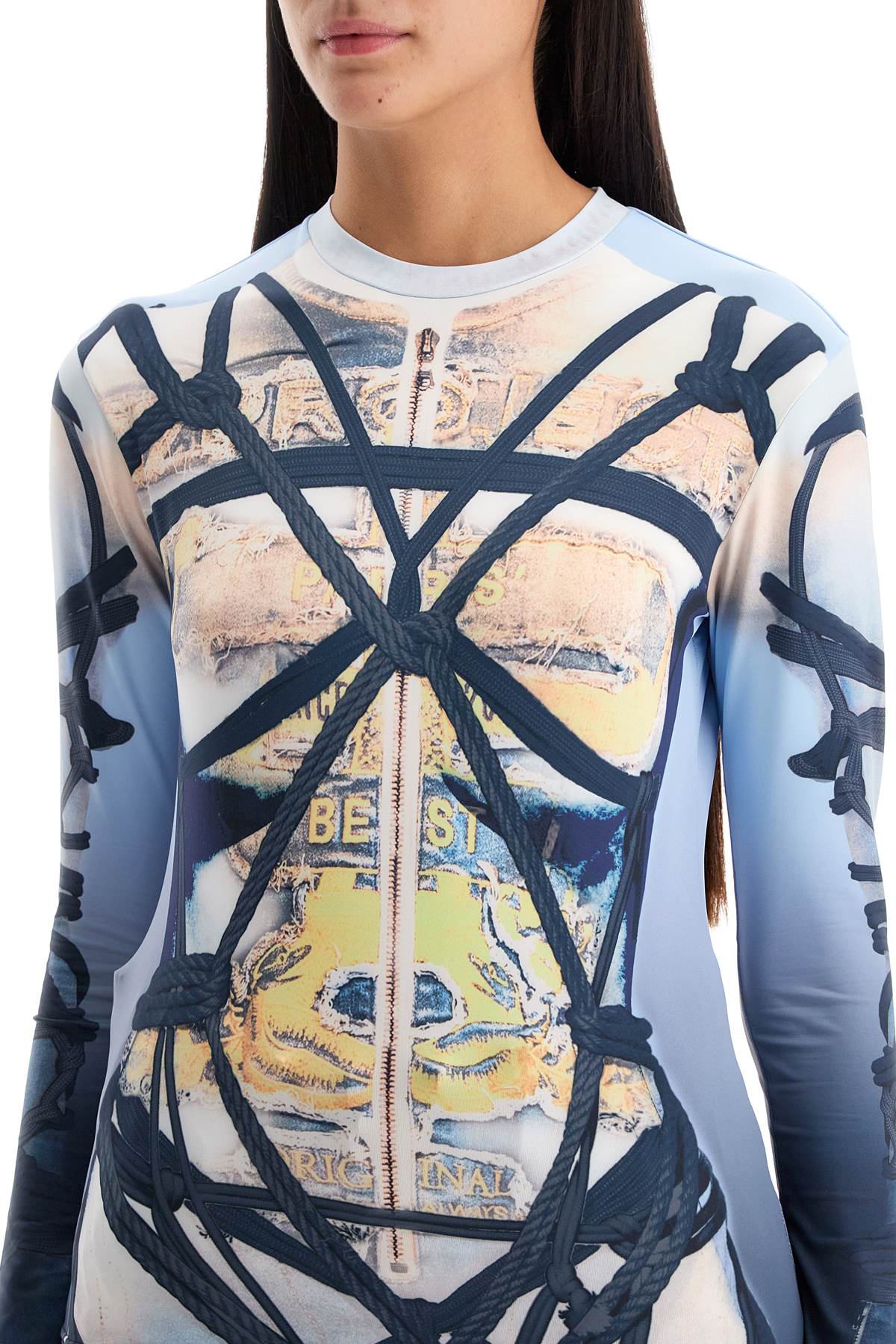 Shop Y/project Long-sleeved Bondage Print In Blue/black (light Blue)