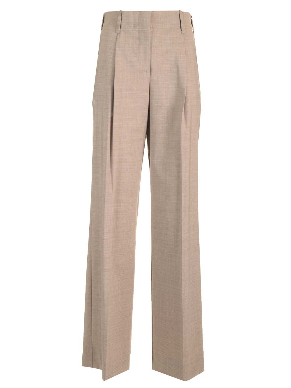 P.a.r.o.s.h Stretch Wool Gabardine Trousers Beige In Nude