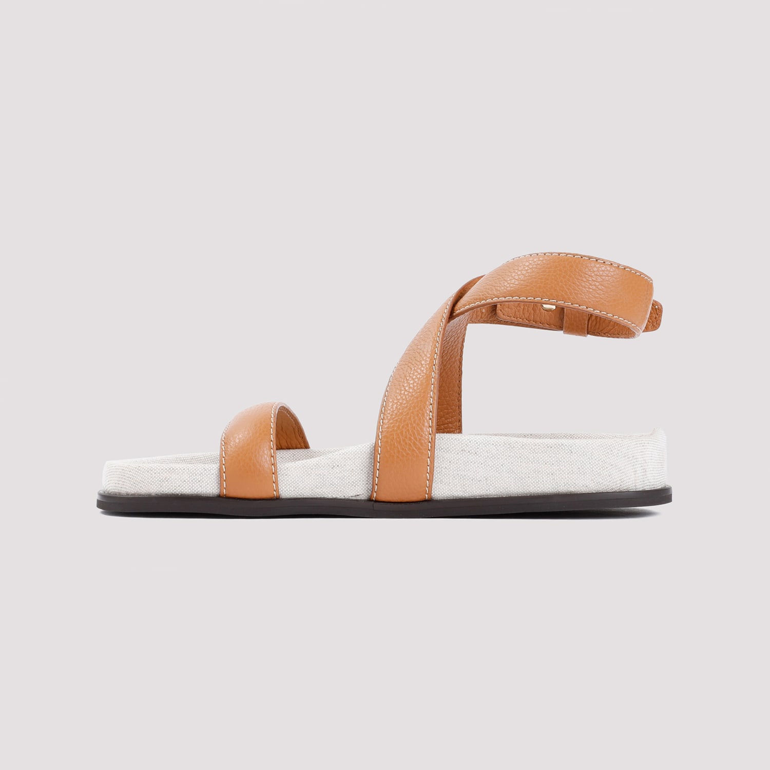 Shop Totême Leather Chunky Sandal In Tan