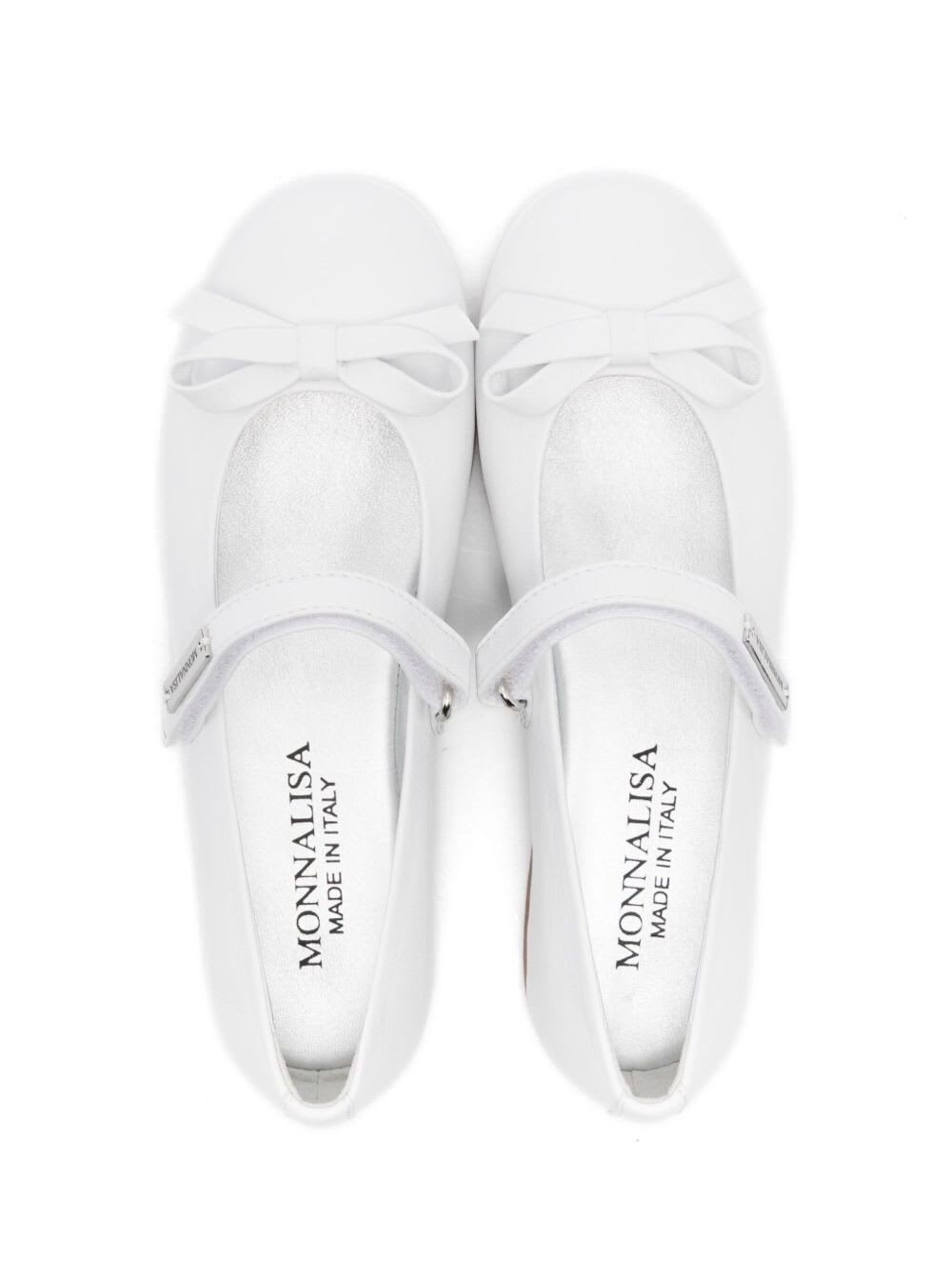 Monnalisa Ballerinas Aus Leder Mit Schleife In White