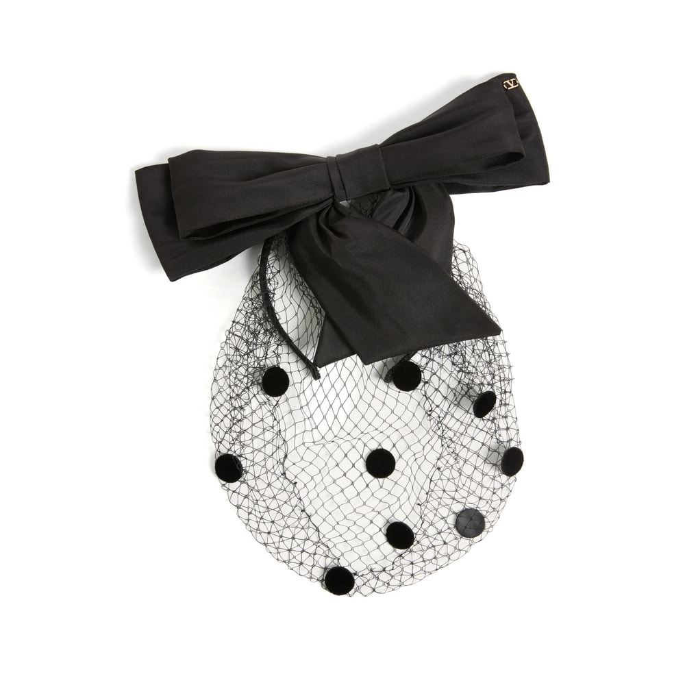 Valentino Garavani Vlogo Signature Veil Headband In Black