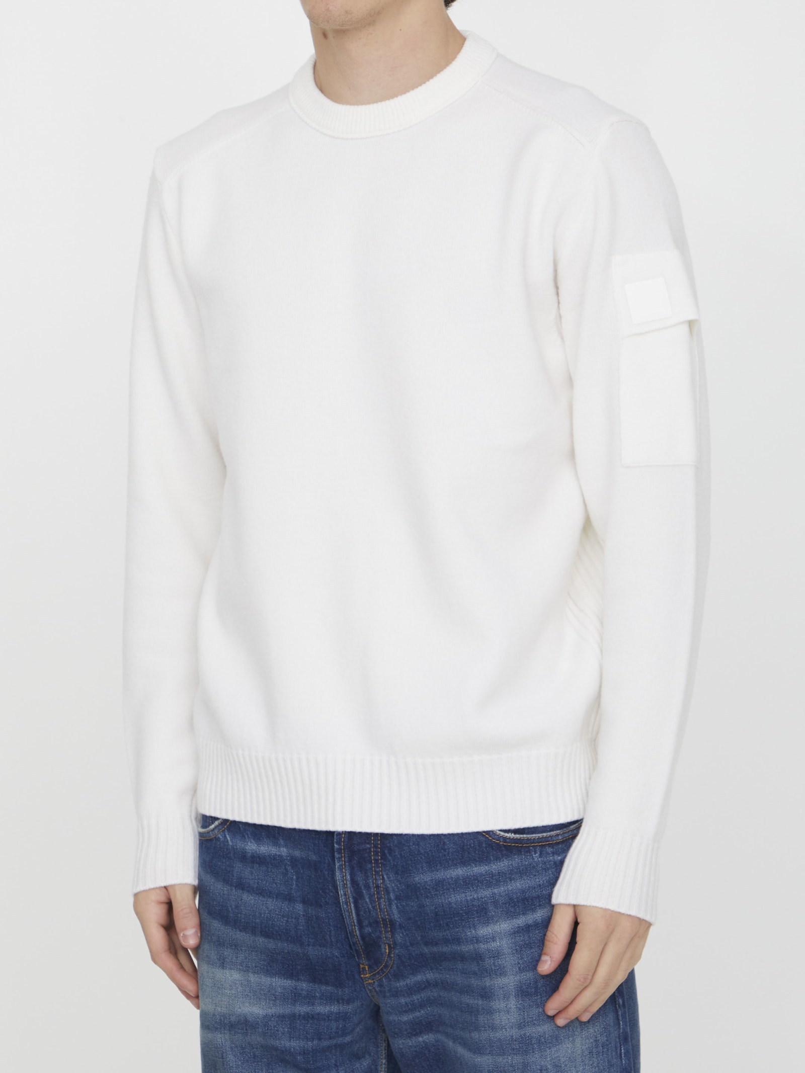 Shop C.p. Company Wool Sweater In White