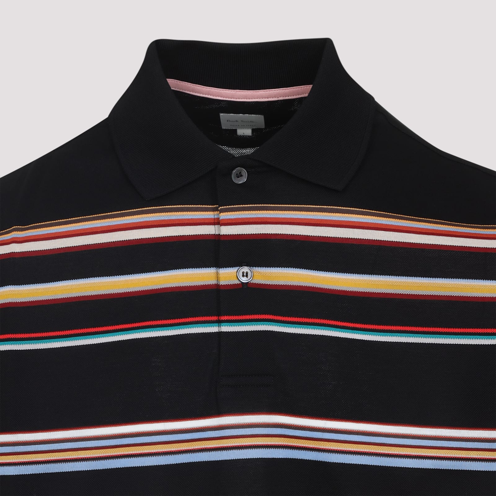 Paul Smith Black 'signature Stripe' Cotton-piqué Polo Shirt In Black