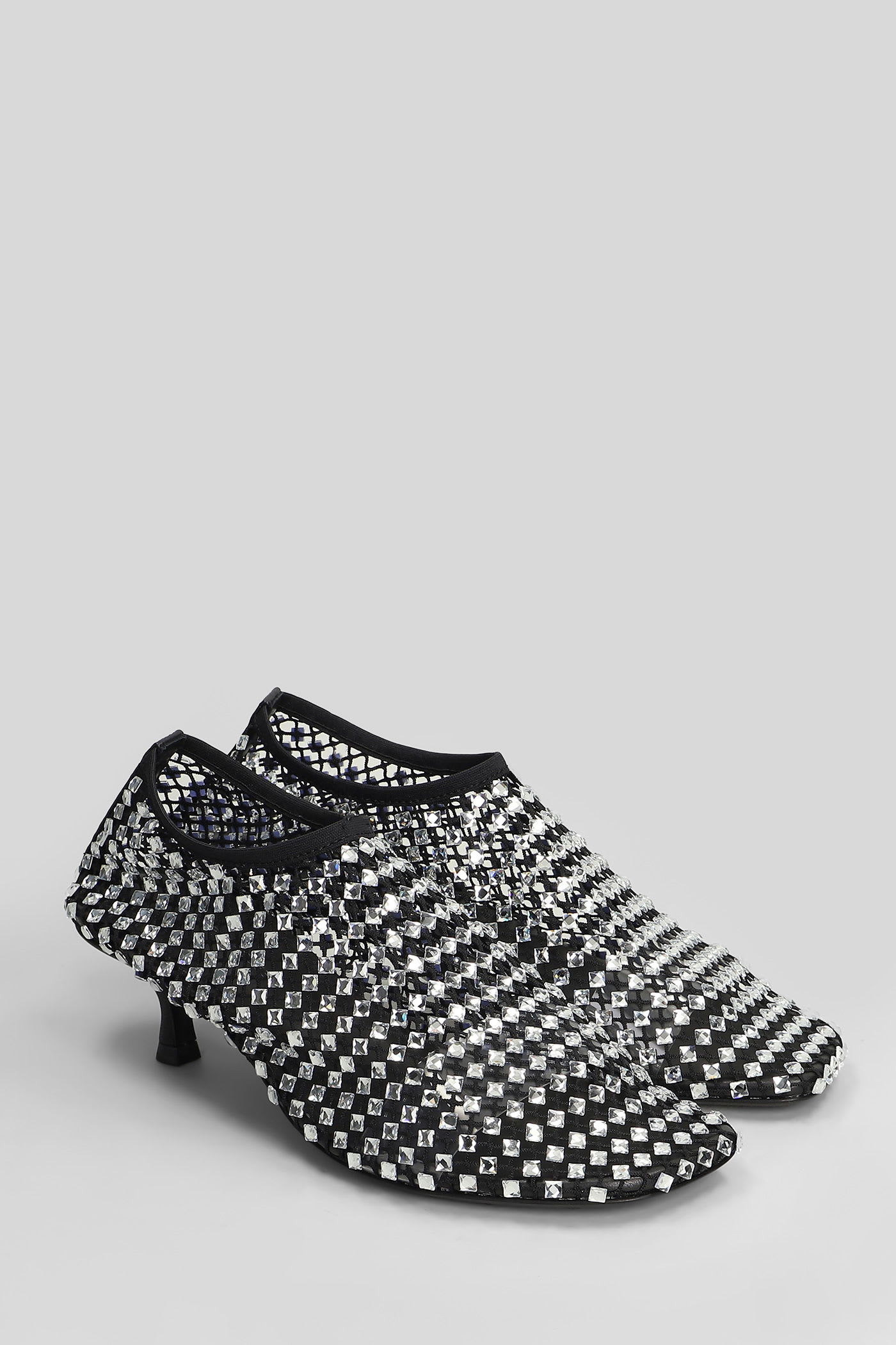 Christopher Esber Minette Bezeled 50mm Low Heels Ankle Boots In Black Nylon In Black