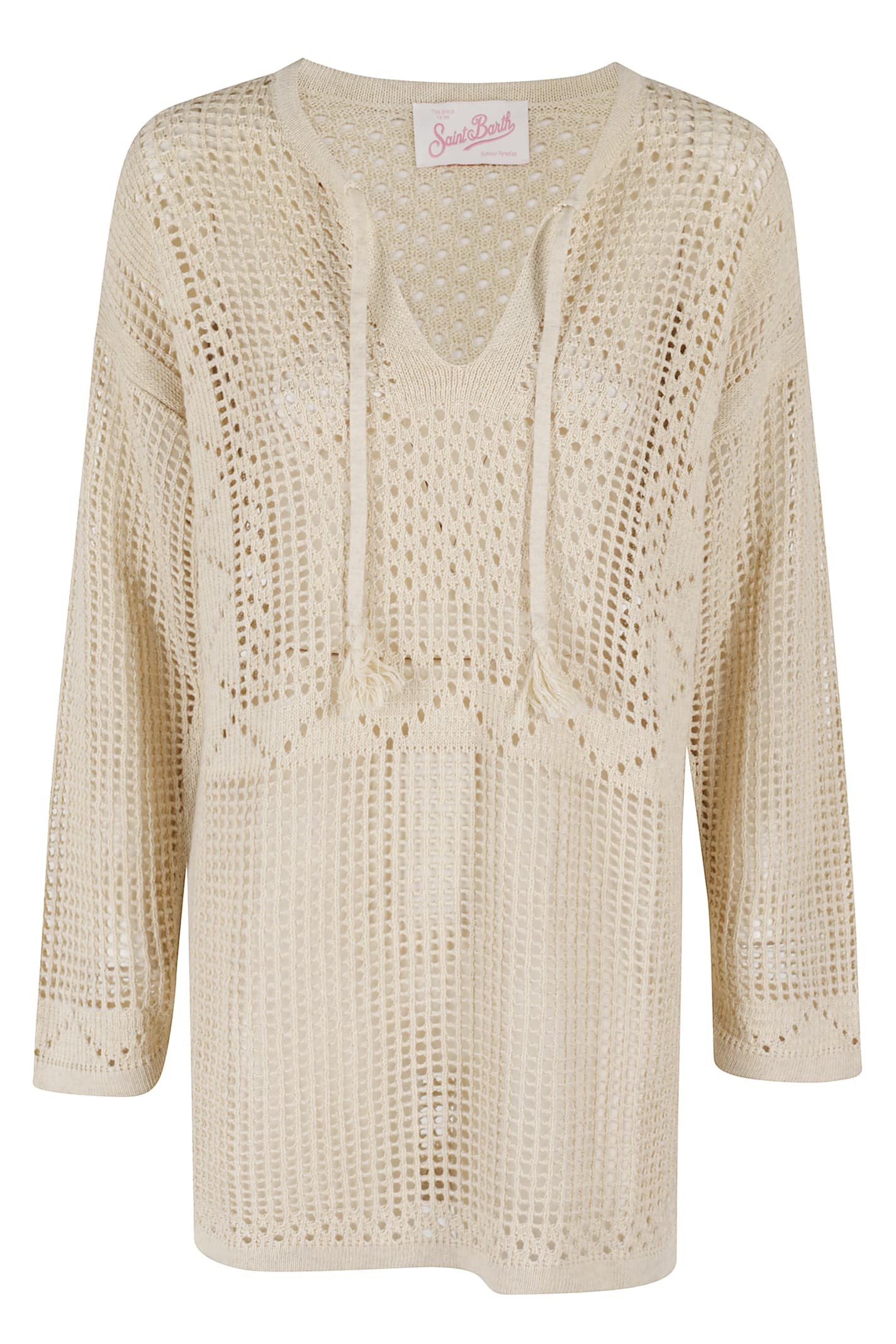 Mc2 Saint Barth Crochet Knitted Kaftan With V-neckline