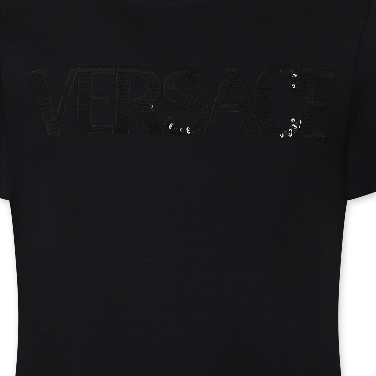Versace Black Dress For Girl With Logo In Black