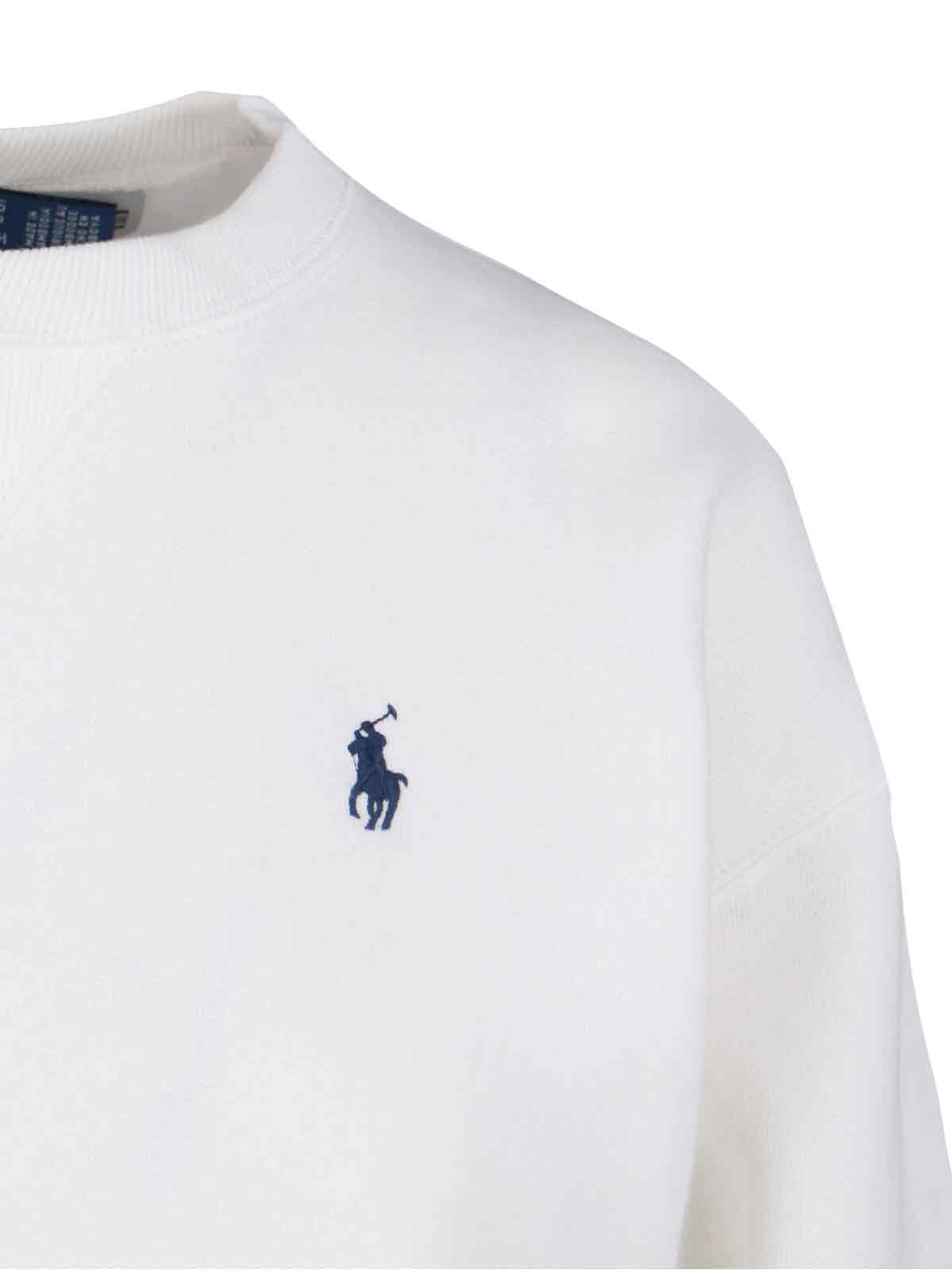 Polo Ralph Lauren White Crewneck Sweatshirt With Pony Detail On The Front In White