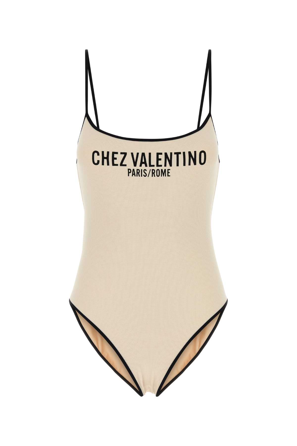 Valentino Garavani Cream Lycra Piquet Swimsuit In Neutral