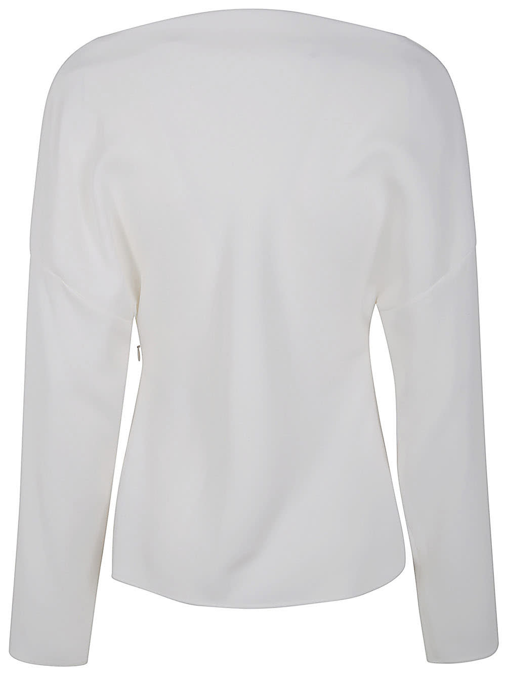 Shop P.a.r.o.s.h Long Sleeve Blouse With Dropping Neckline In Cream