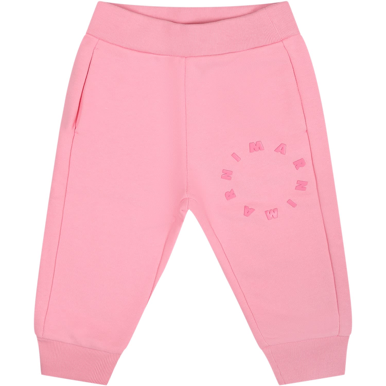 Marni Pink Trousers For Baby Girl With Logo