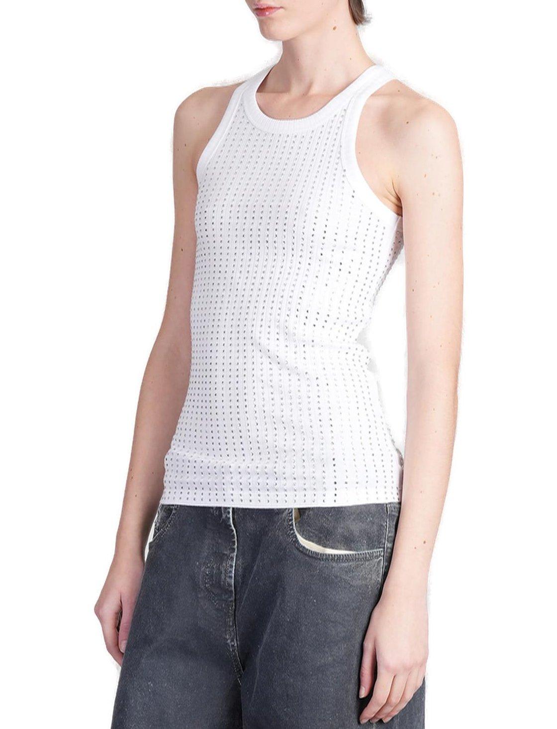 Attico Top With Crystals In White