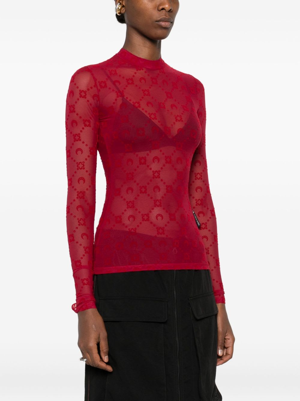 Marine Serre Monogram High-neck Top In Red