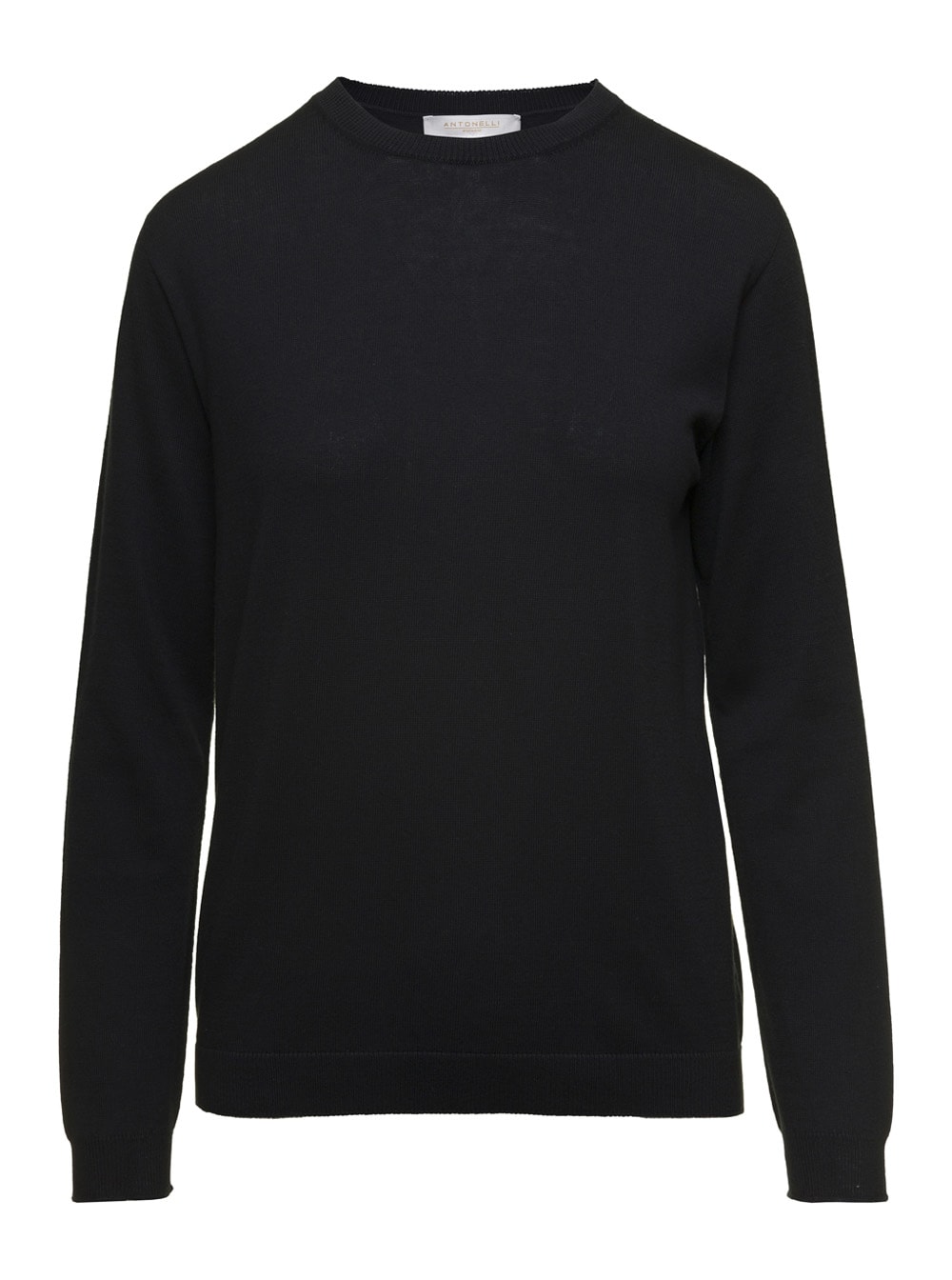 Black Crew Neck Sweater In Cashmere Blend Woman