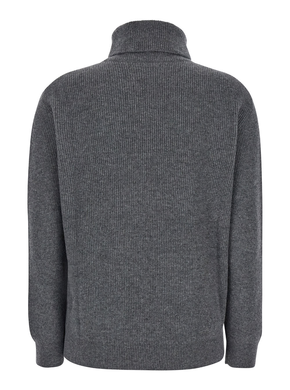 Shop Brunello Cucinelli Grey Turtleneck Sweater In Cashmere Woman