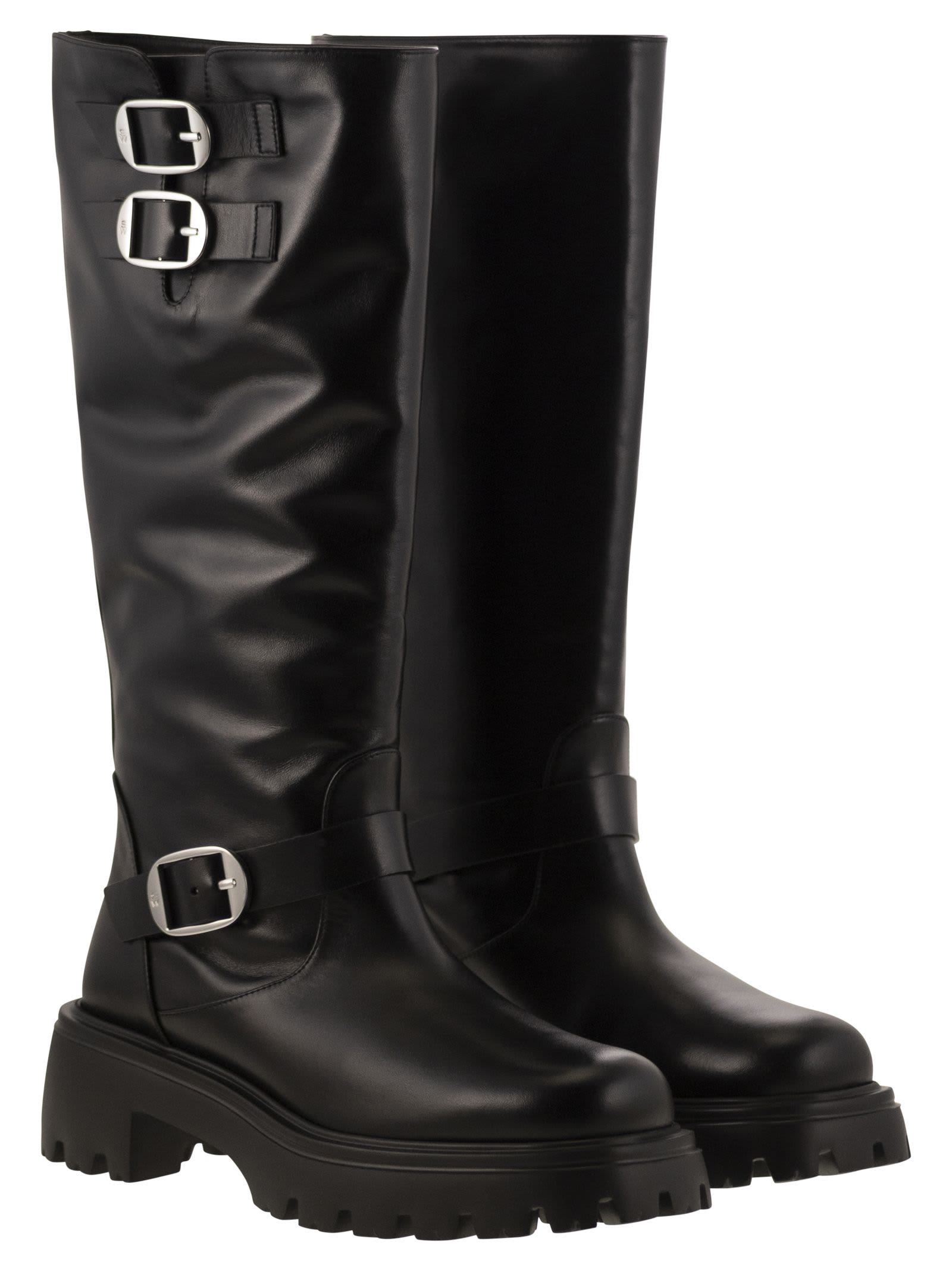 Shop Stuart Weitzman Emerson Moto - Leather Boot In Black