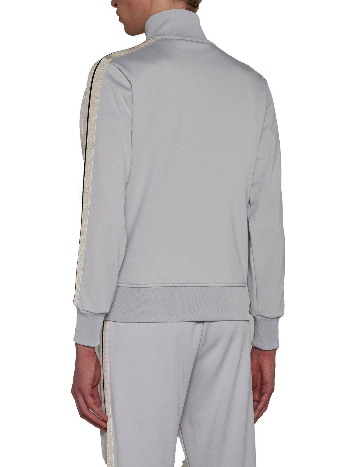 Shop Palm Angels Monogram Embroidered Zipped Jacket In Grigio