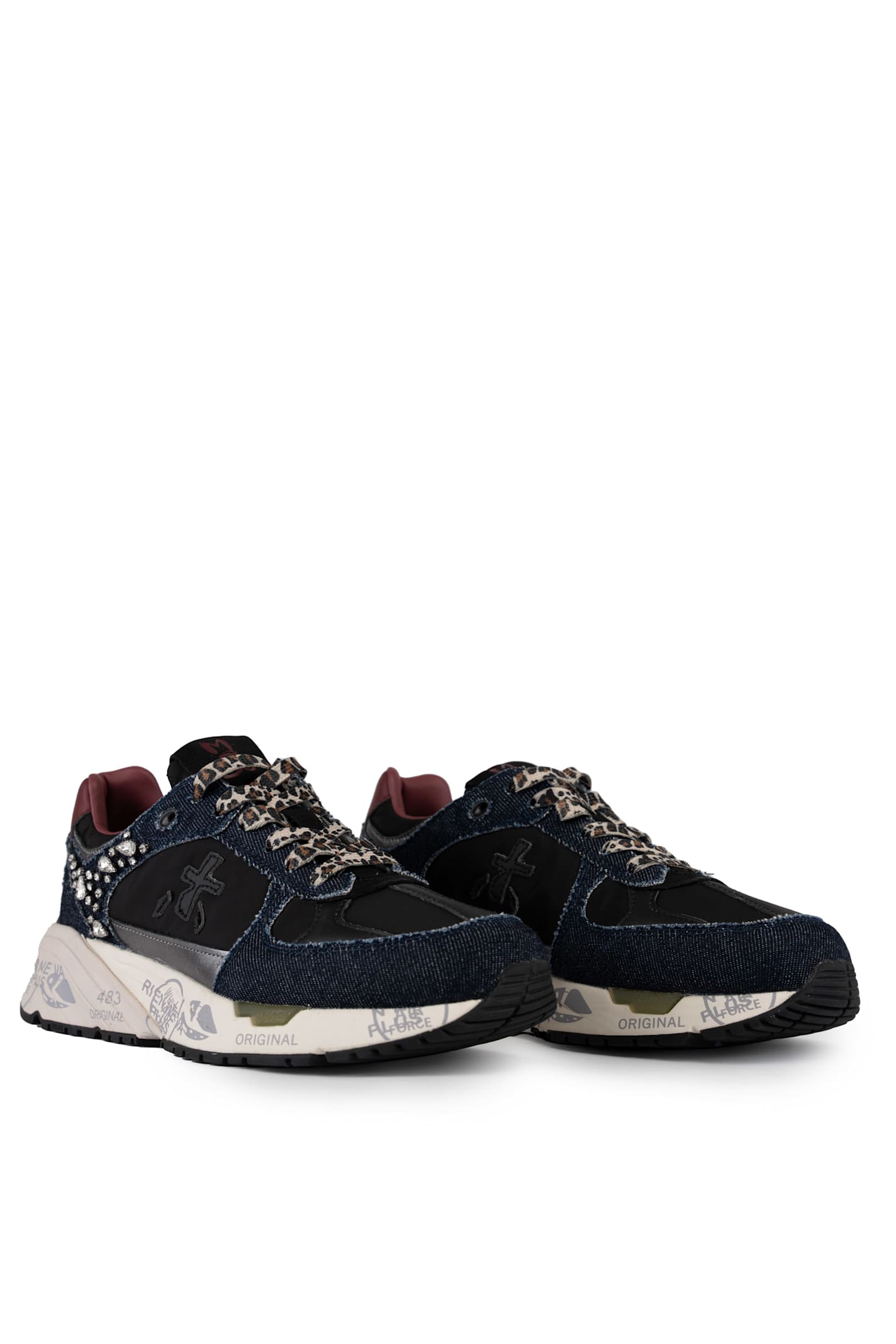 Shop Premiata Mased 7009 Sneakers In Denim And Nylon