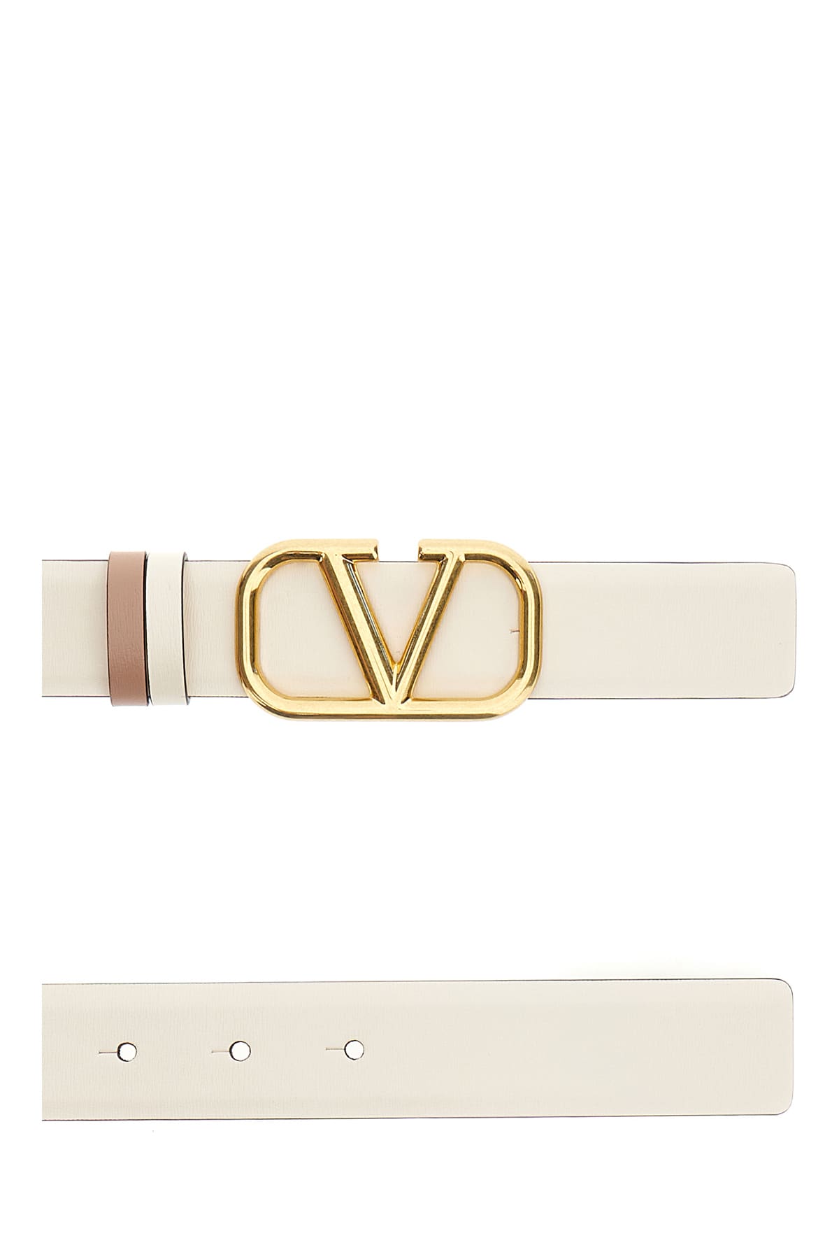 Shop Valentino Ivory Leather Reversible Belt In Ivoryrose