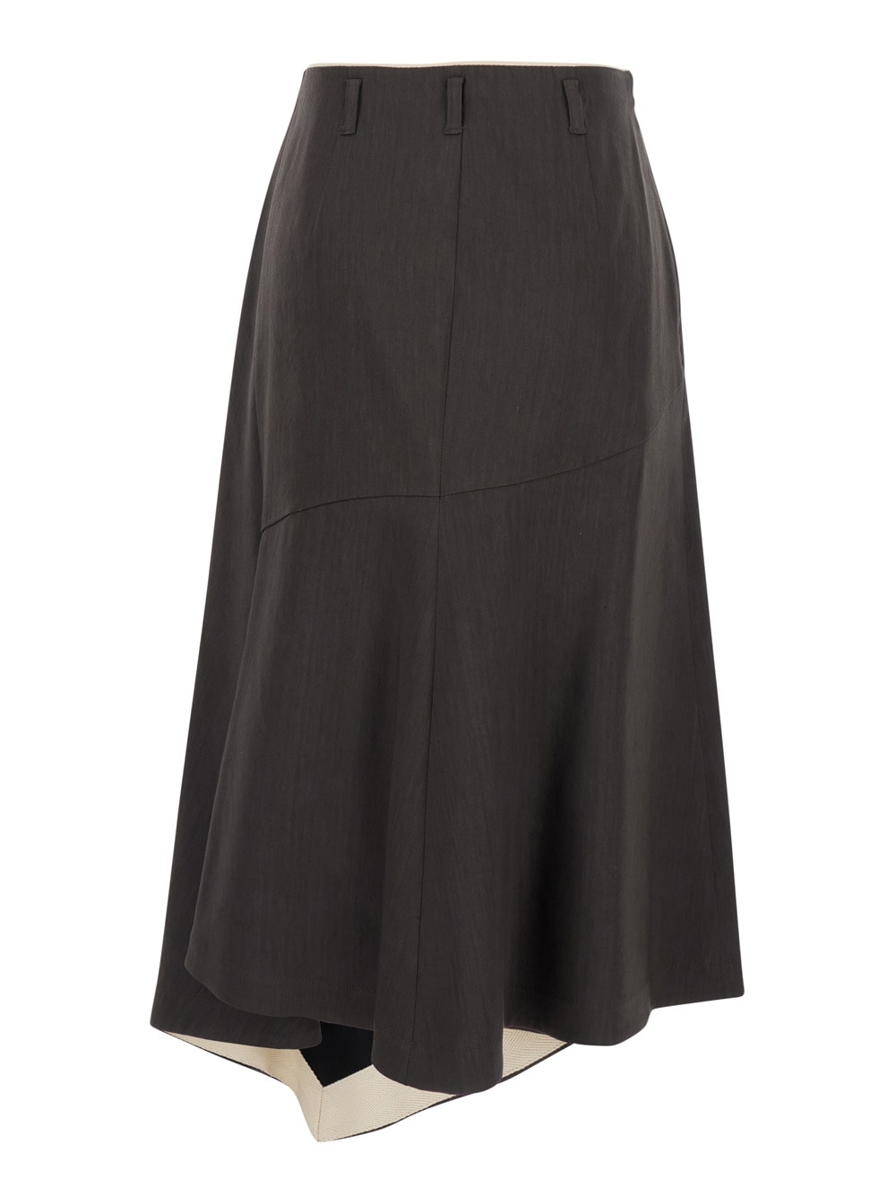 Tela Sweet Brown Asymmetric Skirt With Side Zip Closure In Linen And Viscose Blend Woman In Brown