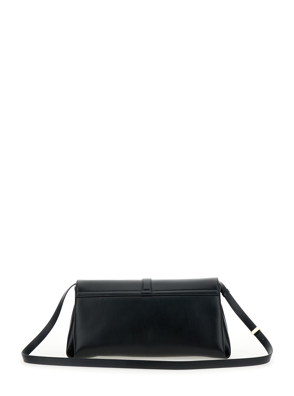 Shop Ferragamo Black Crossbody Bag With Gancini Buckle Detail In Leather Woman