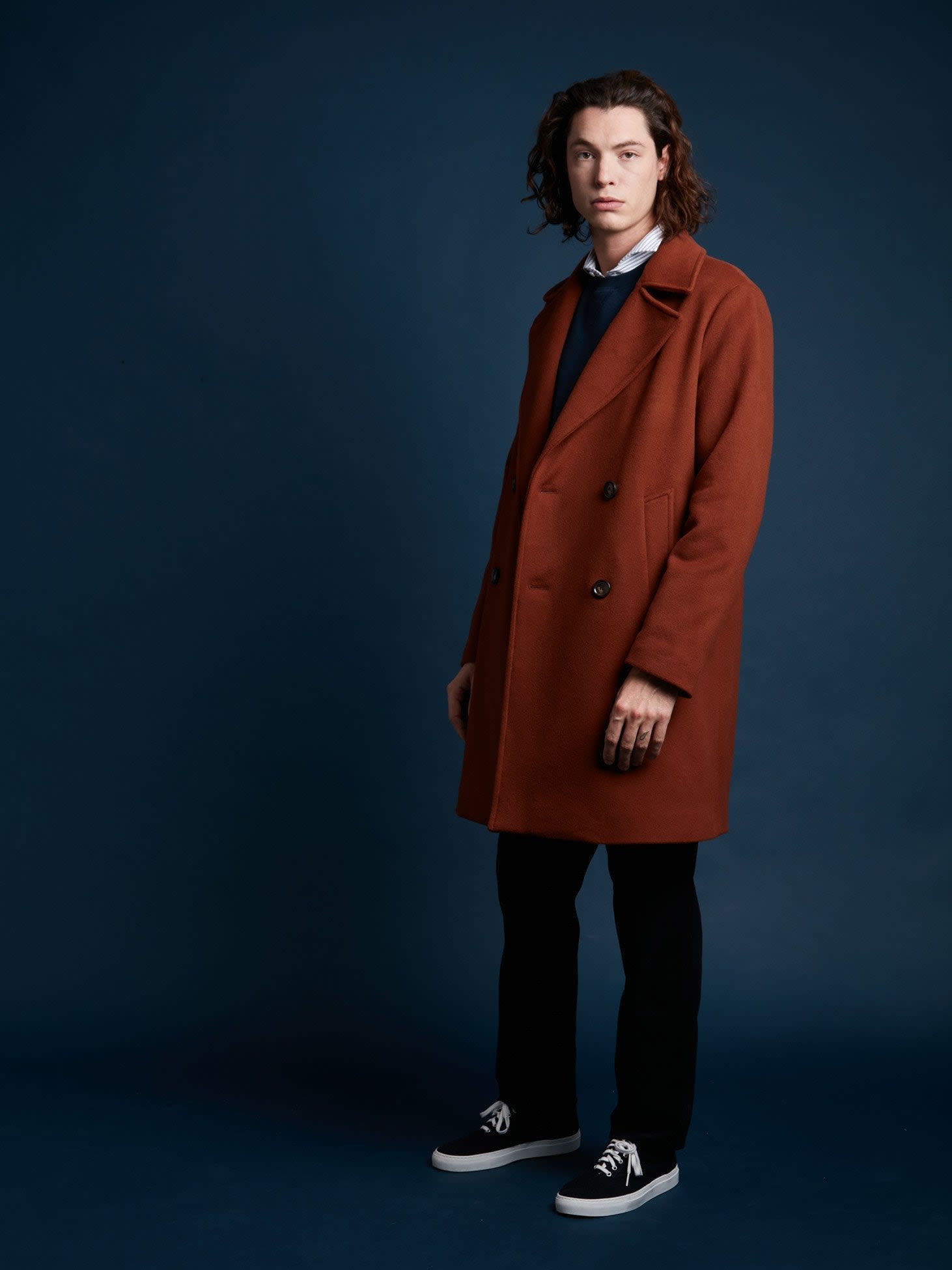 Doppiaa Aalbany Rust Double Breasted Coat In Orange