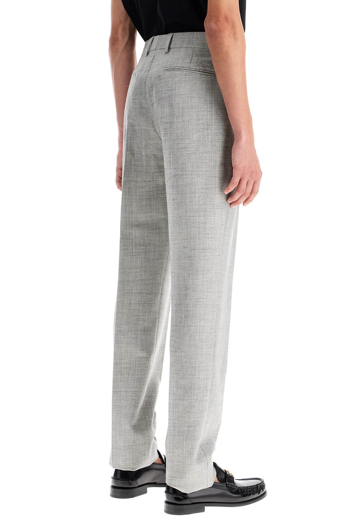 Shop Versace Tailoring Cigarette Pants In Concrete Melange (grey)