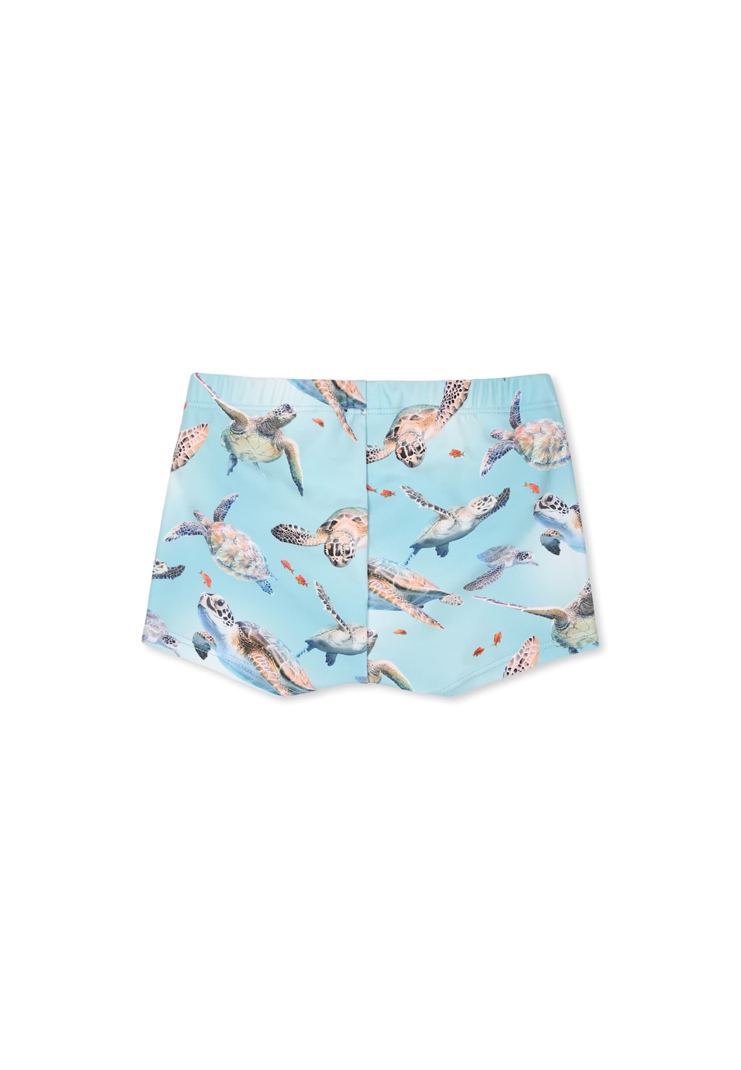 Molo Light Blue Swim Shorts For Baby Boy With Ocean Print In Light Blue