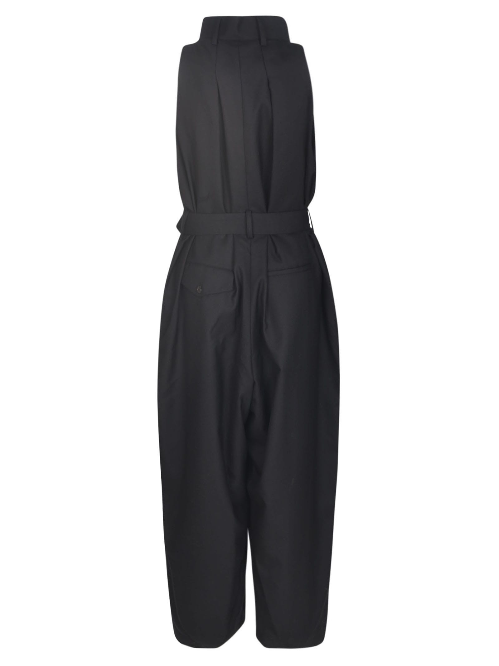 Shop Comme Des Garçons Halterneck Belted Long Dress In Black