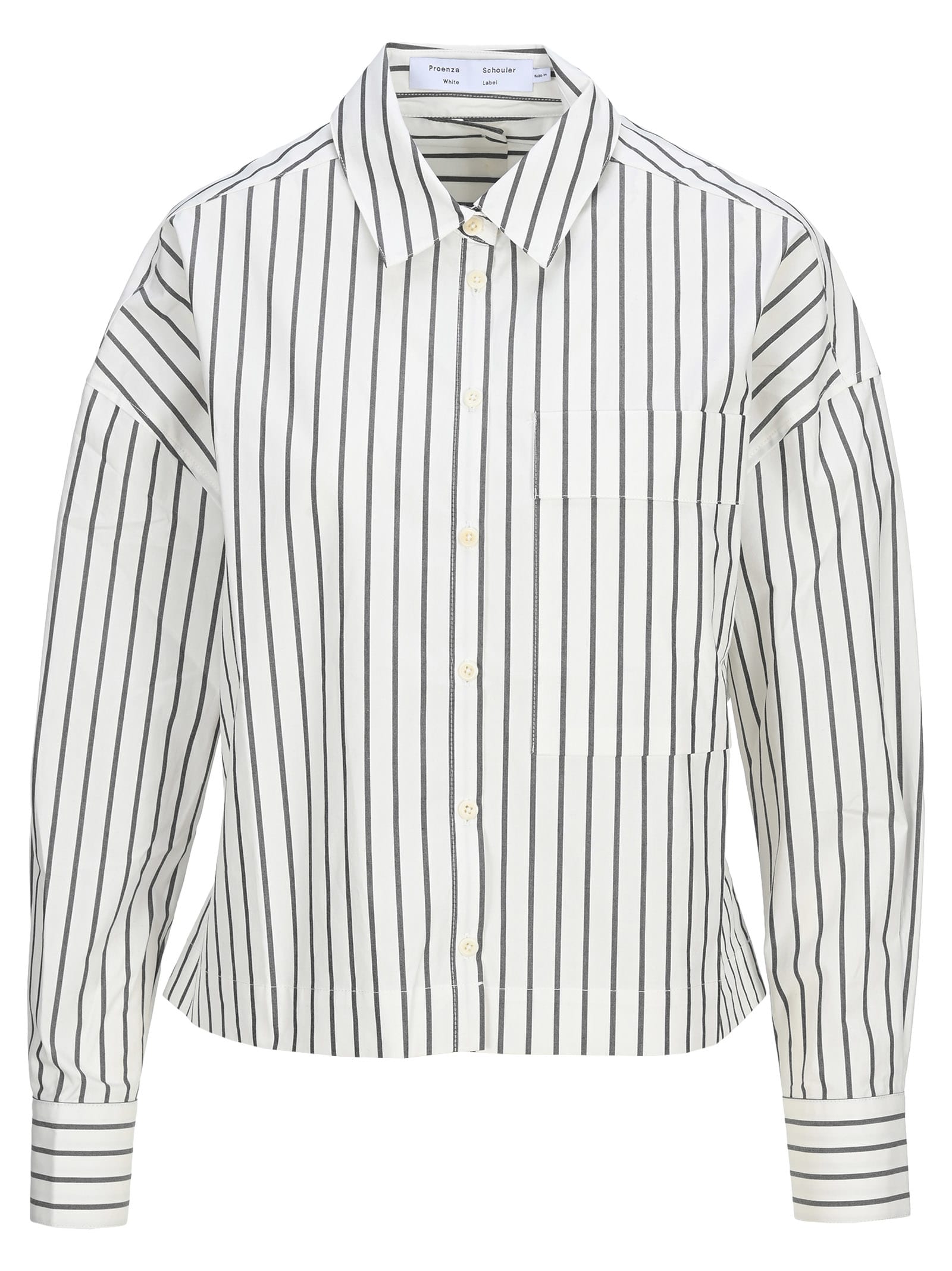 Proenza Schouler Stripe Poplin Cropped Shirt