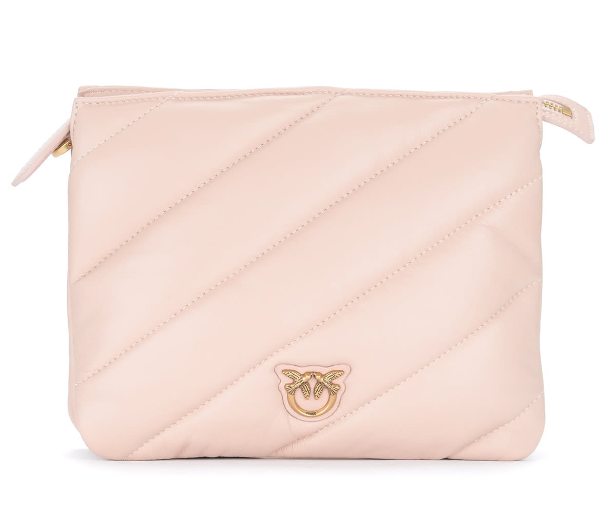Pinko Twins Bag Small In Powder Pink Quilted Nappa