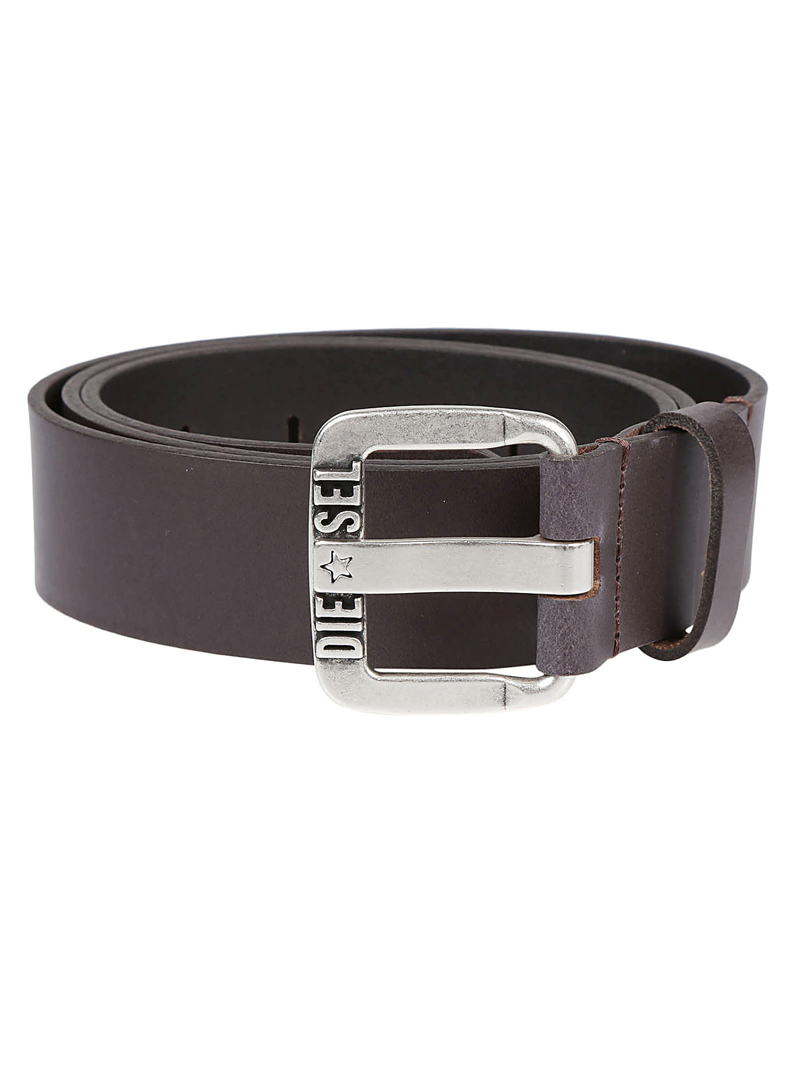 DIESEL B-Inlay Leather Belt - Brown