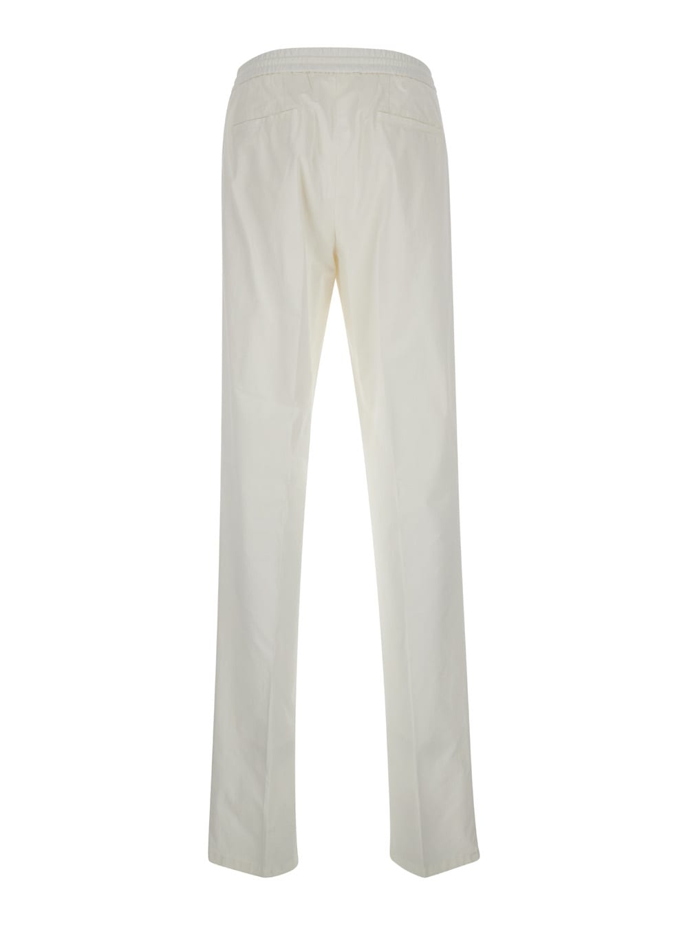 Shop Lardini White Drawstring Tapered Trousers In Cotton Blend Man