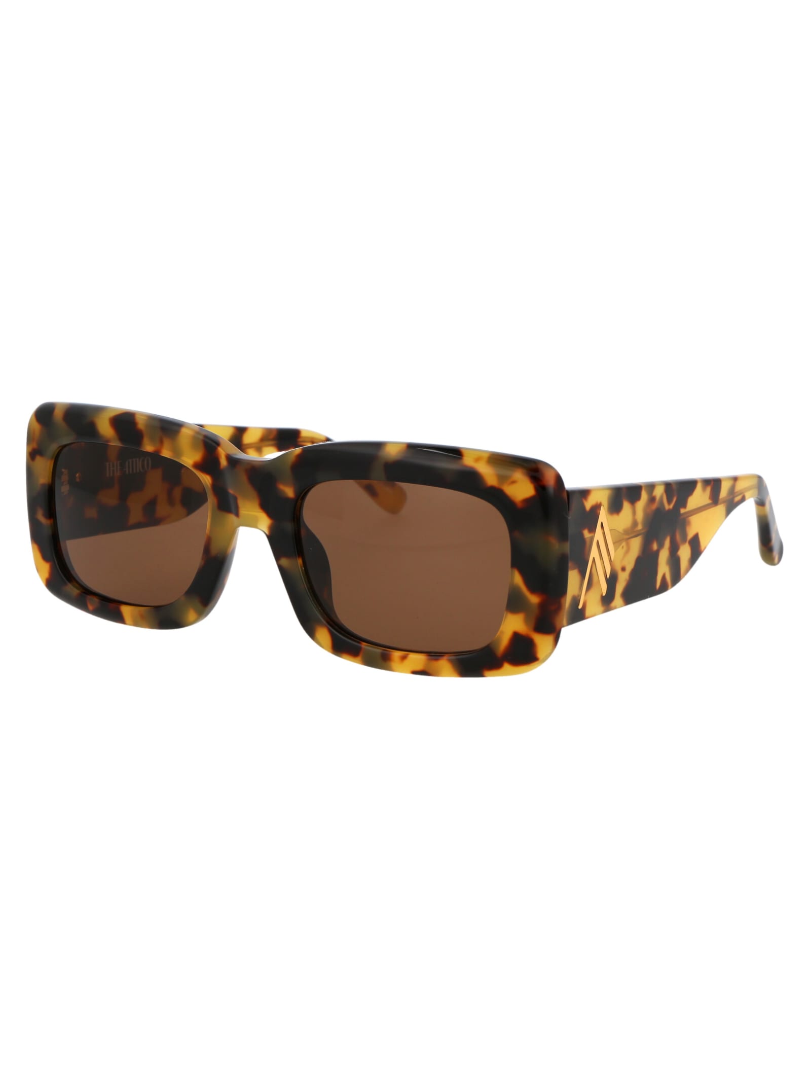 Shop Attico Marfa Sunglasses In T-shell/yellowgold/brown