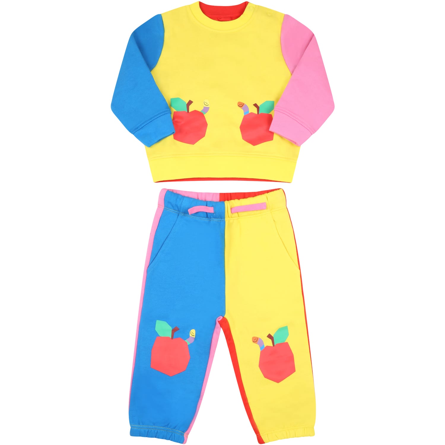 STELLA MCCARTNEY MULTICOLOR TRACKSUIT FOR BABY GIRL WITH APPLE