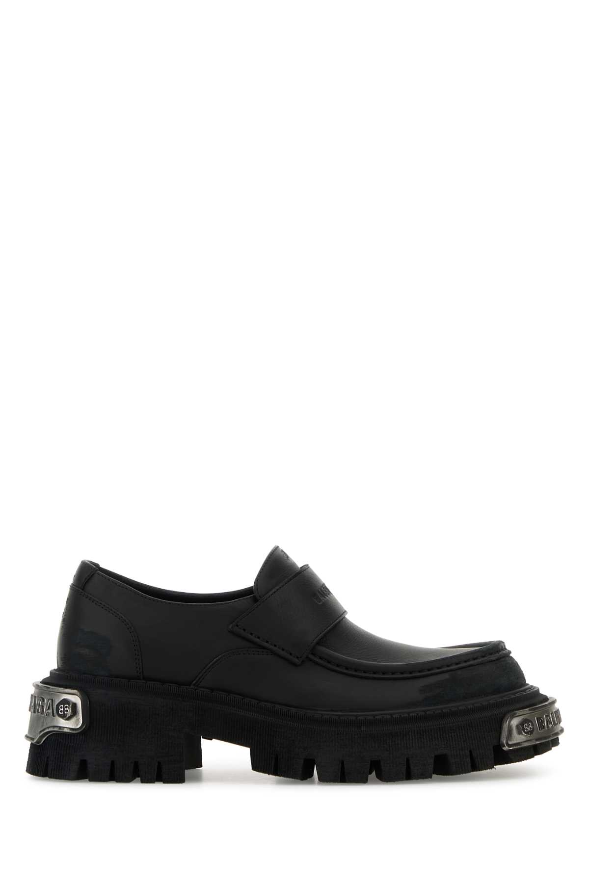 BALENCIAGA BLACK LEATHER TRACTOR LOAFERS