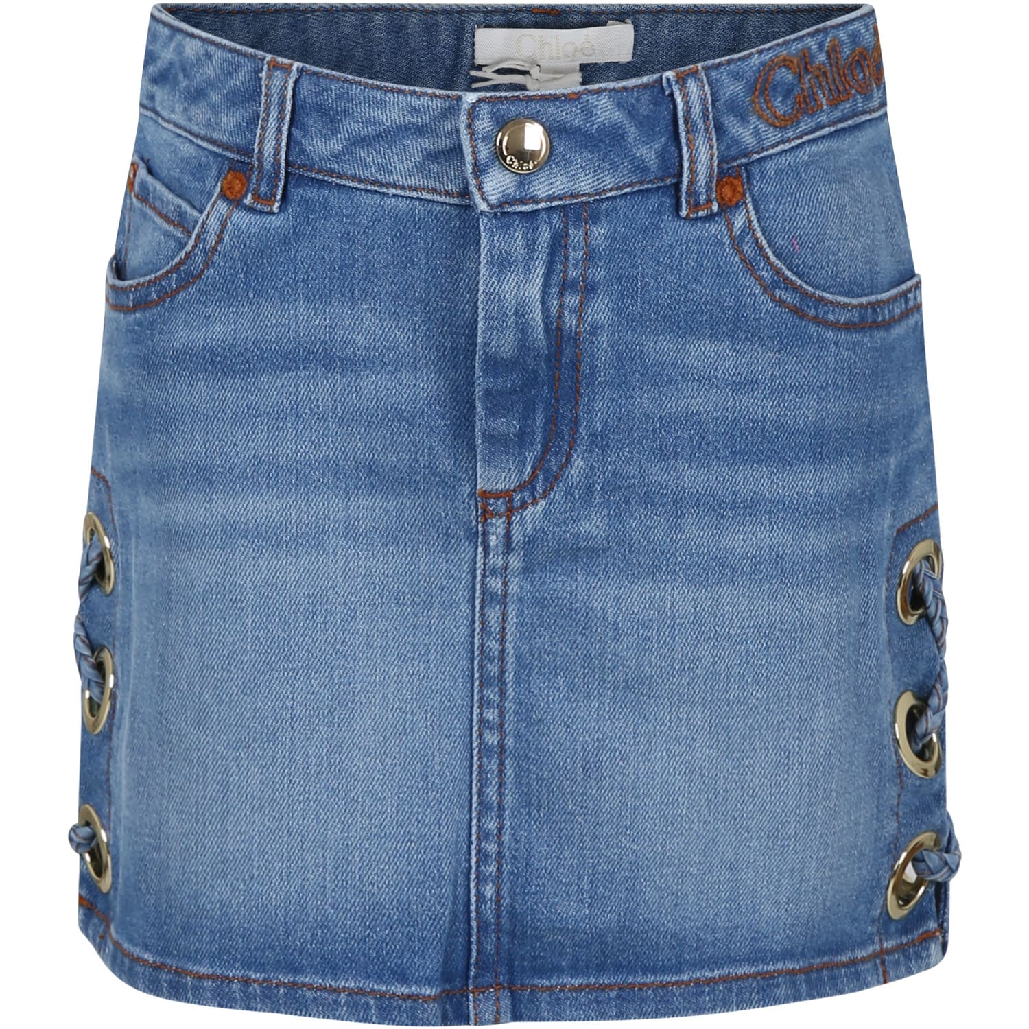 Chloé Casual Denim Skirt For Girl In Denim
