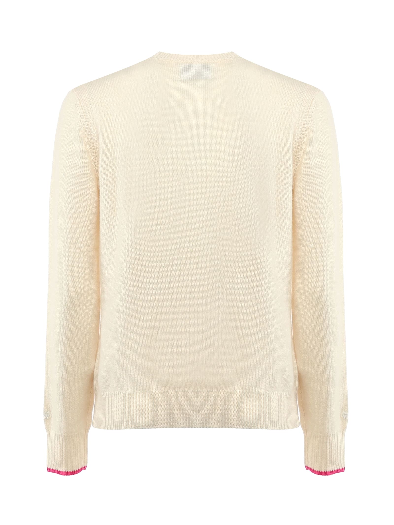 Shop Mc2 Saint Barth Viziata Sweater With Rhinestones In White