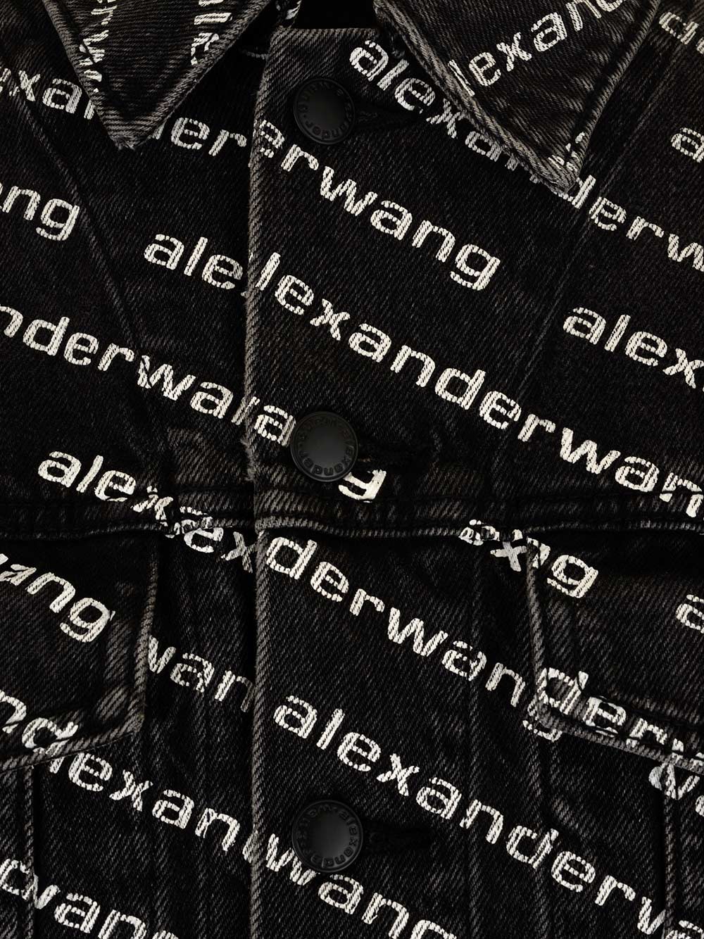 Shop Alexander Wang Monogram Denim Jacket In Black