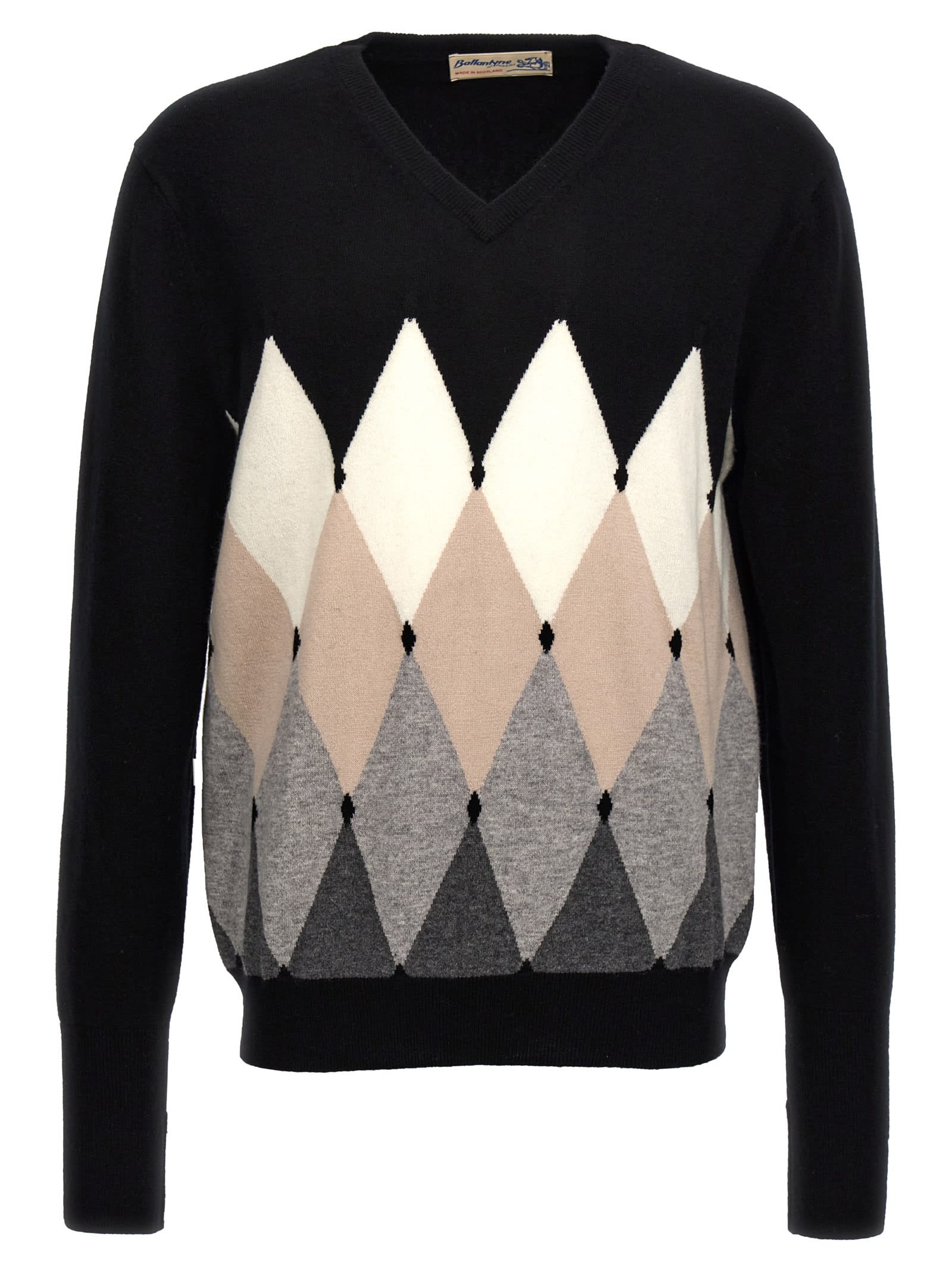 Shop Ballantyne Argyle Sweater In Black