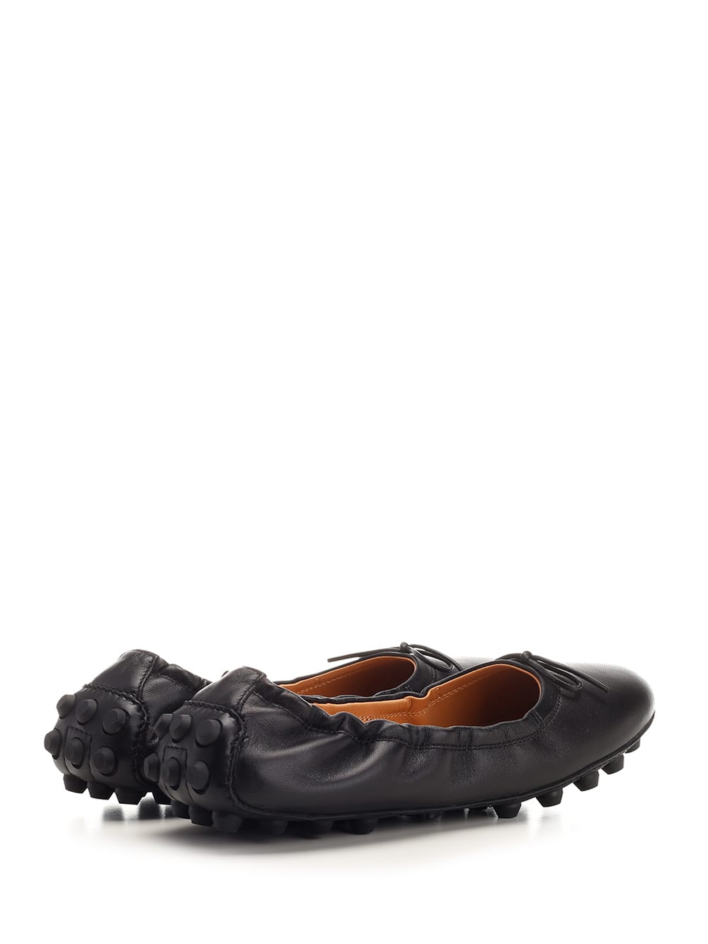 Tod's Gommino Bubble Leather Ballet Flats In Black